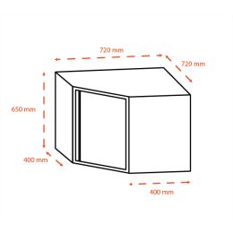 Placard d'angle suspendu porte battante prof. 400 mm - v2