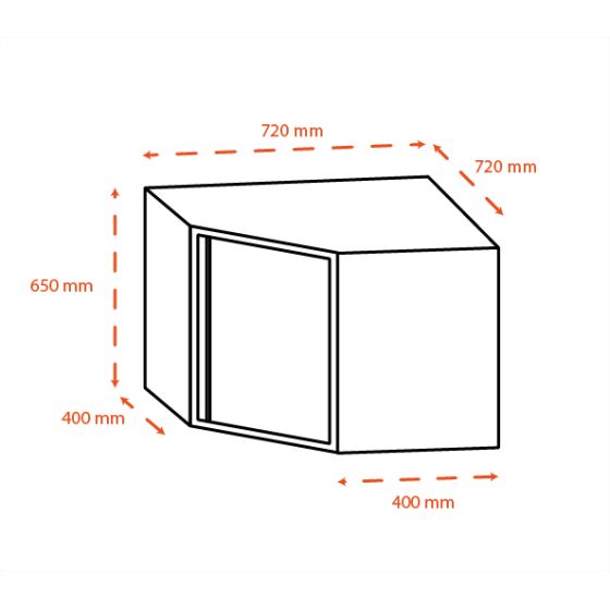 Placard d'angle suspendu porte battante prof. 400 mm - v2