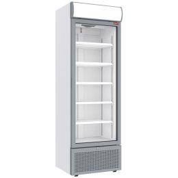 Vitrine réfrigérée positive, ventilée, 500 Lt., blanche avec caisson lumineux