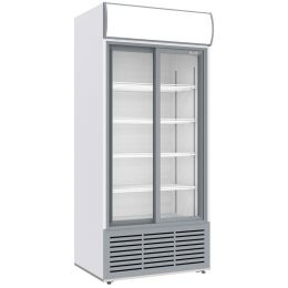 Vitrine réfrigérée positive, ventilée, 760 Lt., blanche avec caisson lumineux