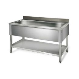 Plonge inox 1 grand bac avec étagère 1200 x 700 x 850 mm, skyrainbow