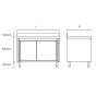 Meuble bas 2 portes coulissantes  1400 x 700 x 850 mm en inox - adossé