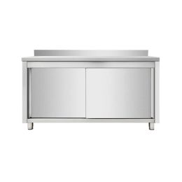 Meuble bas 2 portes coulissantes1400 x 700 x 850 mm en inox - adossé