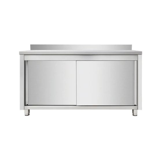 Meuble bas 2 portes coulissantes1400 x 700 x 850 mm en inox - adossé
