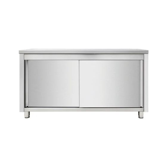 Meuble bas 2 portes coulissantes1200 x 600 x 850 mm en inox - central