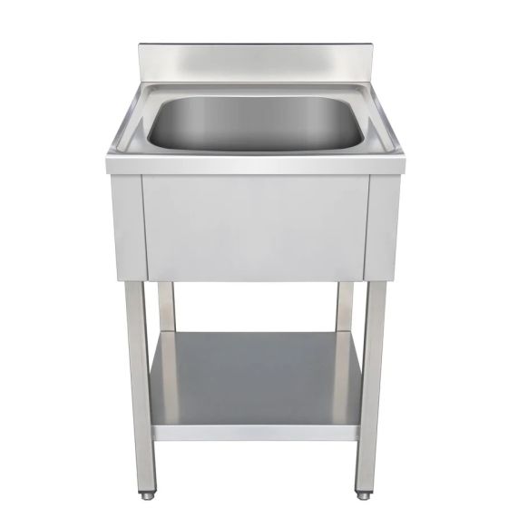 Plonge inox 1 bac avec étagère 600x600x850mm - v1