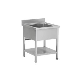 Plonge inox 1 bac avec étagère 600x600x850mm