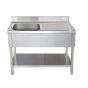 Plonge inox avec égouttoir à droite et étagère 1400x700x850mm - 1 BAC