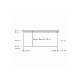 Table inox sans dosseret avec étagère basse 1500 x 600 x 850 mm - v2