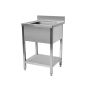 Plonge inox 1 bac avec étagère sans égouttoir 700x600x850mm CUISTANCE