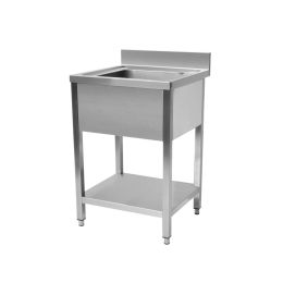 Plonge inox 1 bac avec étagère sans égouttoir 700x600x850mm CUISTANCE