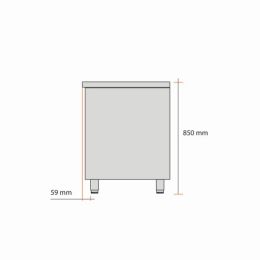 Meuble bas 2 portes coulissantes1000 x 700 x 850 mm en inox - central - v2