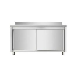 Meuble bas 2 portes coulissantes1400 x 600 x 850 mm en inox - adossé