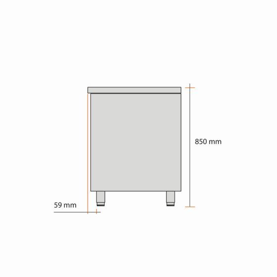 Meuble bas 2 portes coulissantes1500 x 600 x 850 mm en inox - central - v2