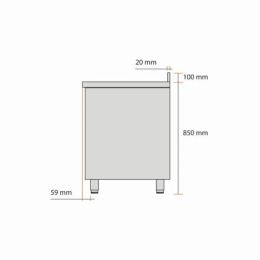 Meuble bas 2 portes coulissantes1800 x 600 x 850 mm en inox - adossé - v2