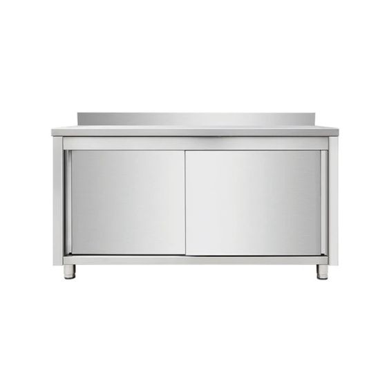 Meuble bas 2 portes coulissantes2000 x 700 x 850 mm en inox - adossé