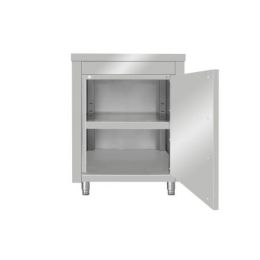 Meuble bas porte battante 600 x 600 x 850 mm en inox - adossé - v2