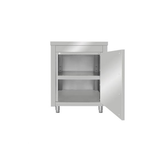 Meuble bas porte battante 600 x 600 x 850 mm en inox - adossé - v2