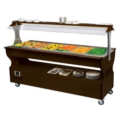 Buffet mixte chaud/froid central mobile - 6xGN1/1