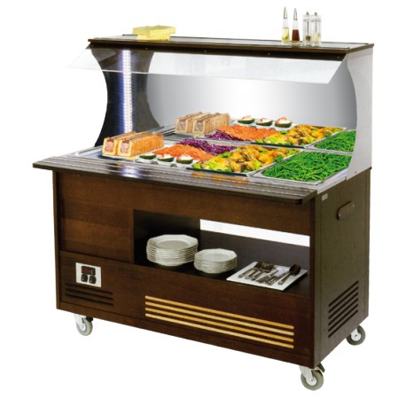 Buffet mural chauffant mobile bain-marie - 4xGN1/1