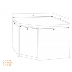 Meuble d'angle inox Prof.700 avec dosseret