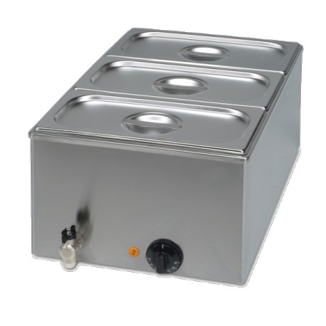 Bain-Marie avec vidange Pro Plus et 3 Bacs GN1/3