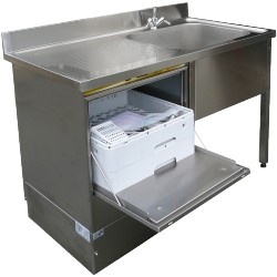 Plonge inox 1 bac L1200XP600XH850MM égouttoir droite avec étagère