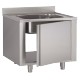 Plonge inox sur meuble 1 bac L700XP600XH850MM 2 portes battantes