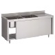 Plonge inox sur meuble 2 bacs L1800XP700XH850MM EG droite