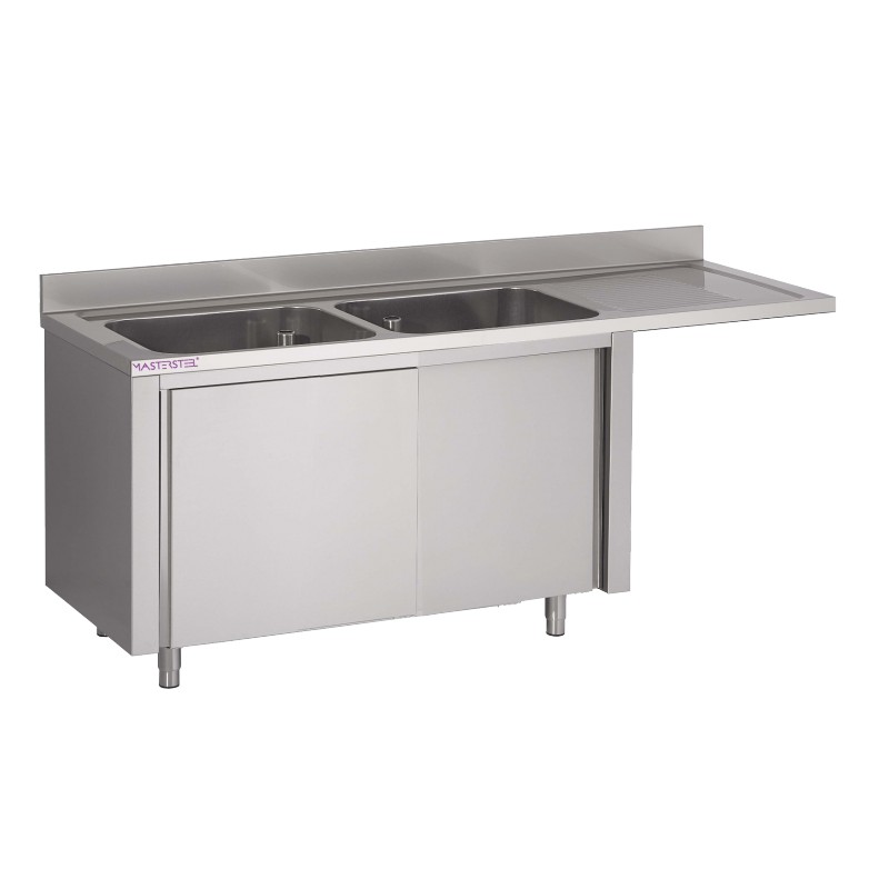 Plonges Inox Sur Meuble Espace Lave Vaisselle 2 Bacs Avec Egouttoir