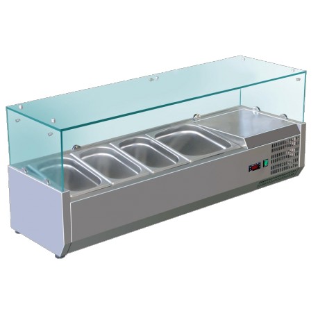 Vitrine à ingrédients vitrée bacs 3xGN1/3+1xGN1/2 Prof. 395mm L1200mm