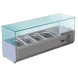 Vitrine à ingrédients vitrée 9 Bacs GN 1/3 Prof. 395mm L2000mm