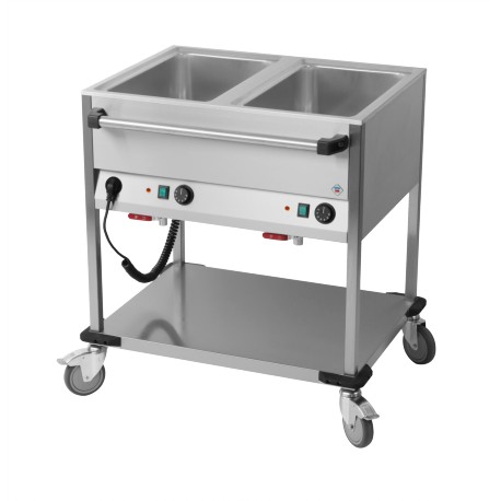 Chariot bain marie, 2 cuves GN1/1, Côté, Casselin